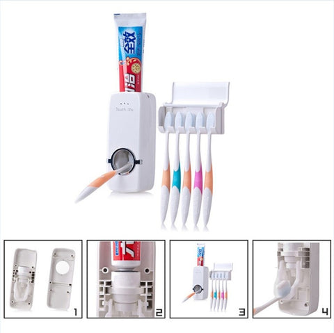 Automatic Toothpaste Dispenser Travel Toothbrush Holder Tooth Paste Tube Squeezer Dispenser Tooth Brush Holder Brush Rack Box